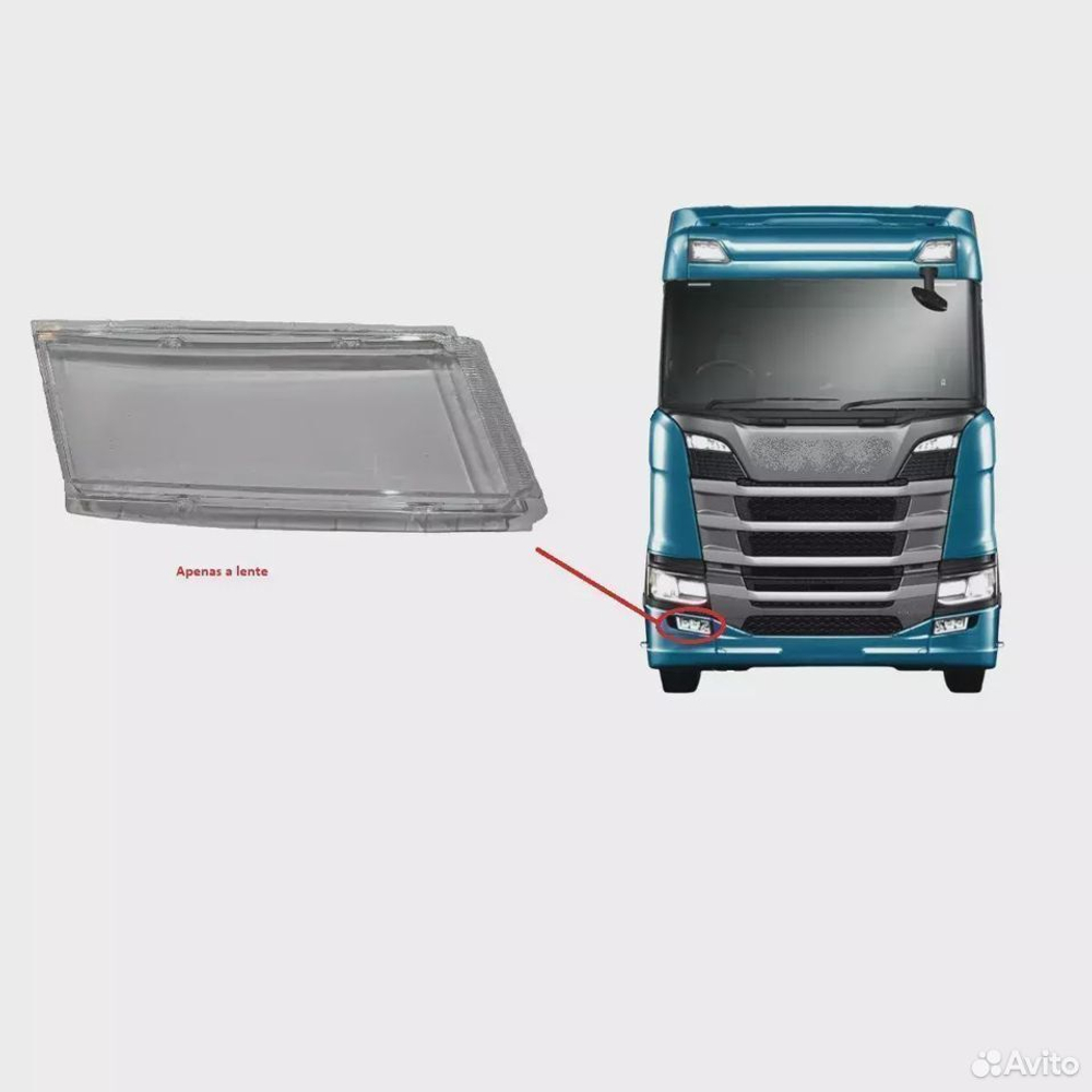 Стекло п/т фары (PC) правое Scania 7S (e-mark)