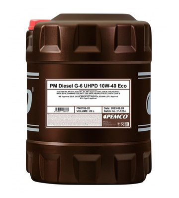 Масло моторное PEMCO DIESEL G-6 UHPD 10W40 ECO (20L) синт