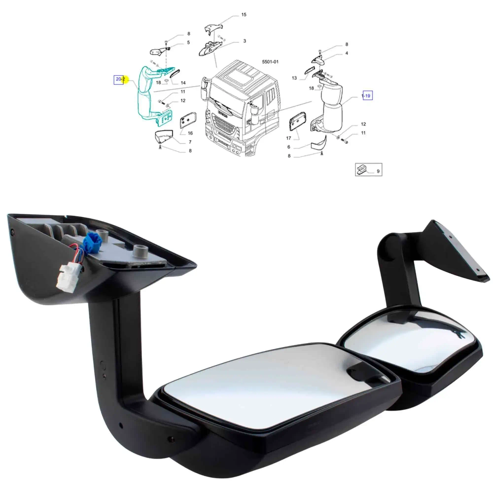 Зеркало правое с эл.приводом и подогревом средн.кронштейн ивеко стралис траккер еврокарго